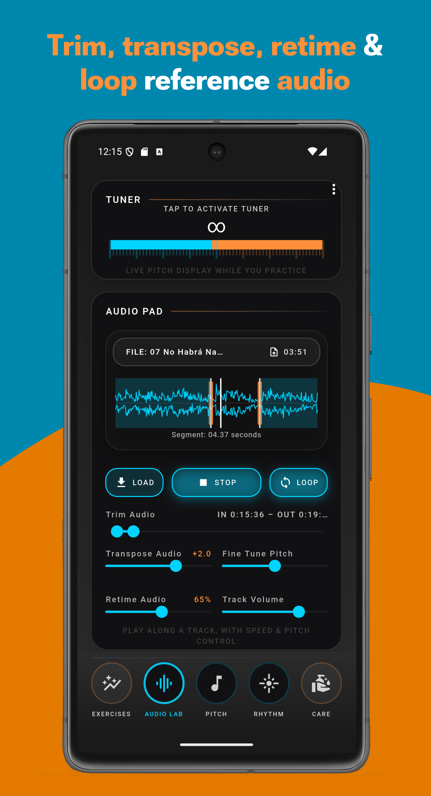 Audio lab with trim and loop points